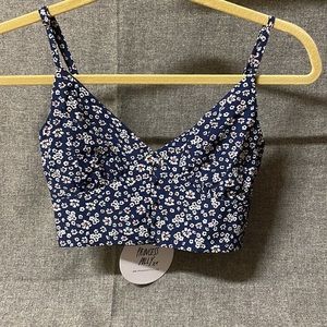Princess Polly Blue and White Bustier Crop Top